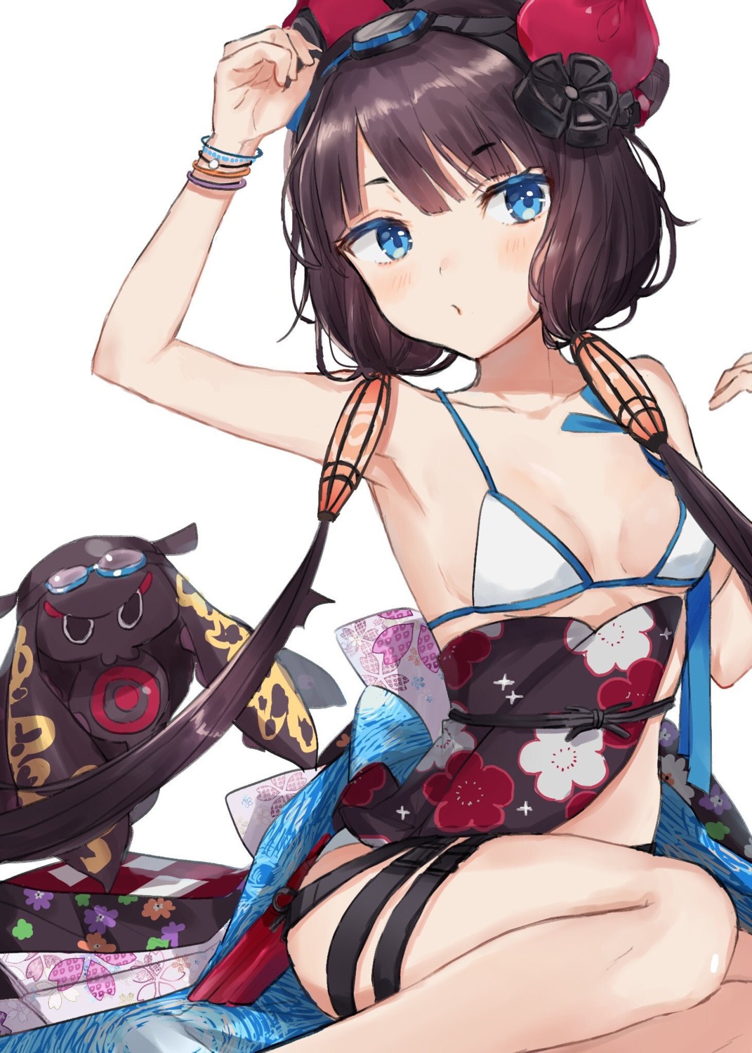 bikini fate/grand_order garter japanese_clothes katsushika_hokusai_(fate) oyuyu swimsuits