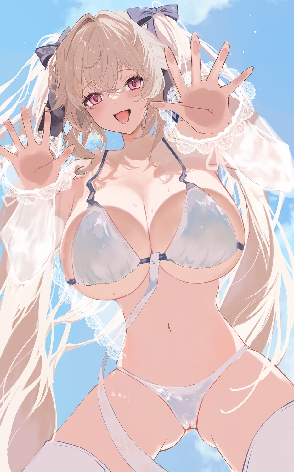 anchorage_(azur_lane) azur_lane bikini cameltoe see_through swimsuits thighhighs yupi_(yuyupiko01)