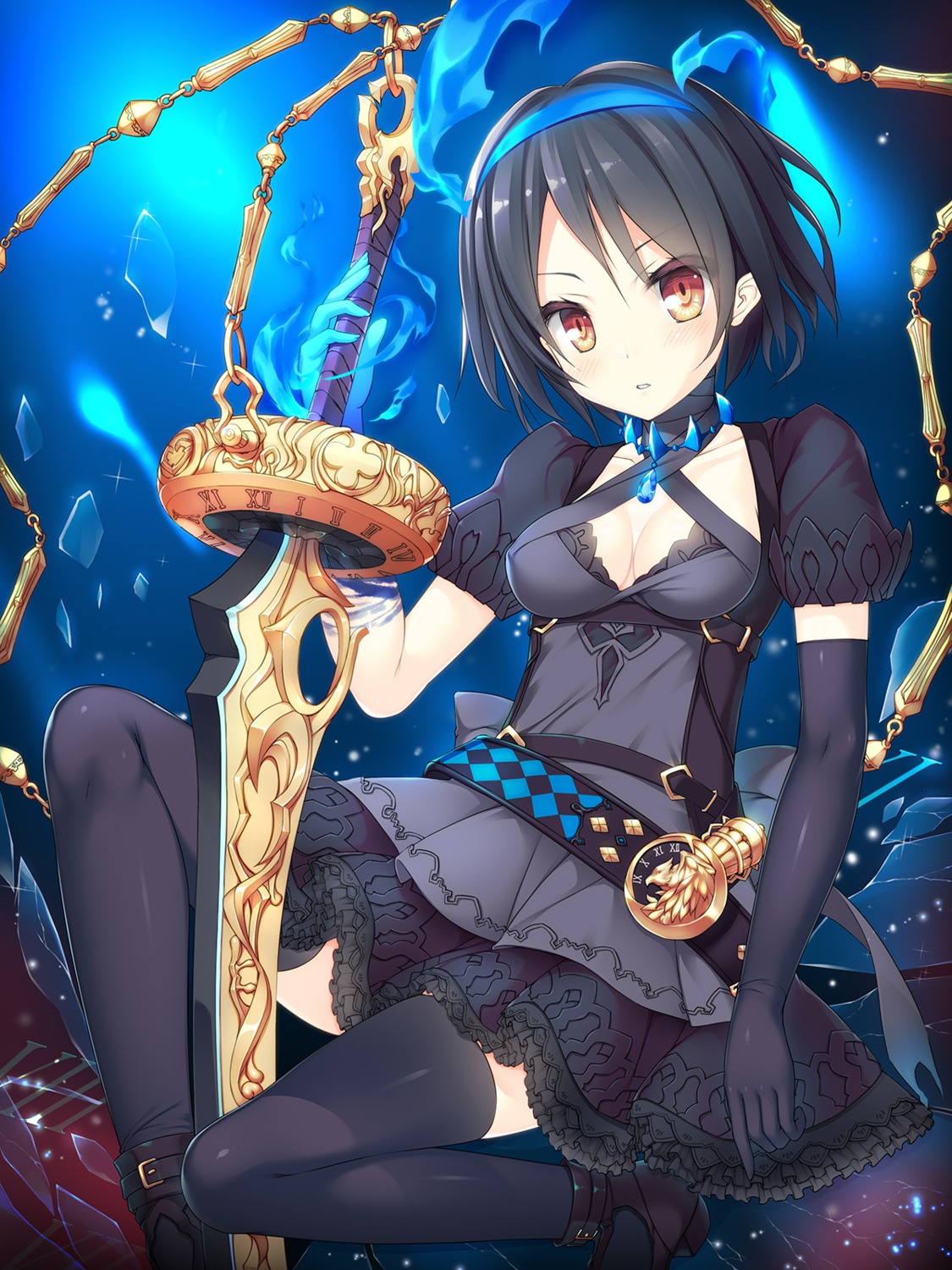 alice_(sinoalice) cleavage dress heels ochinsama sinoalice sword thighhighs