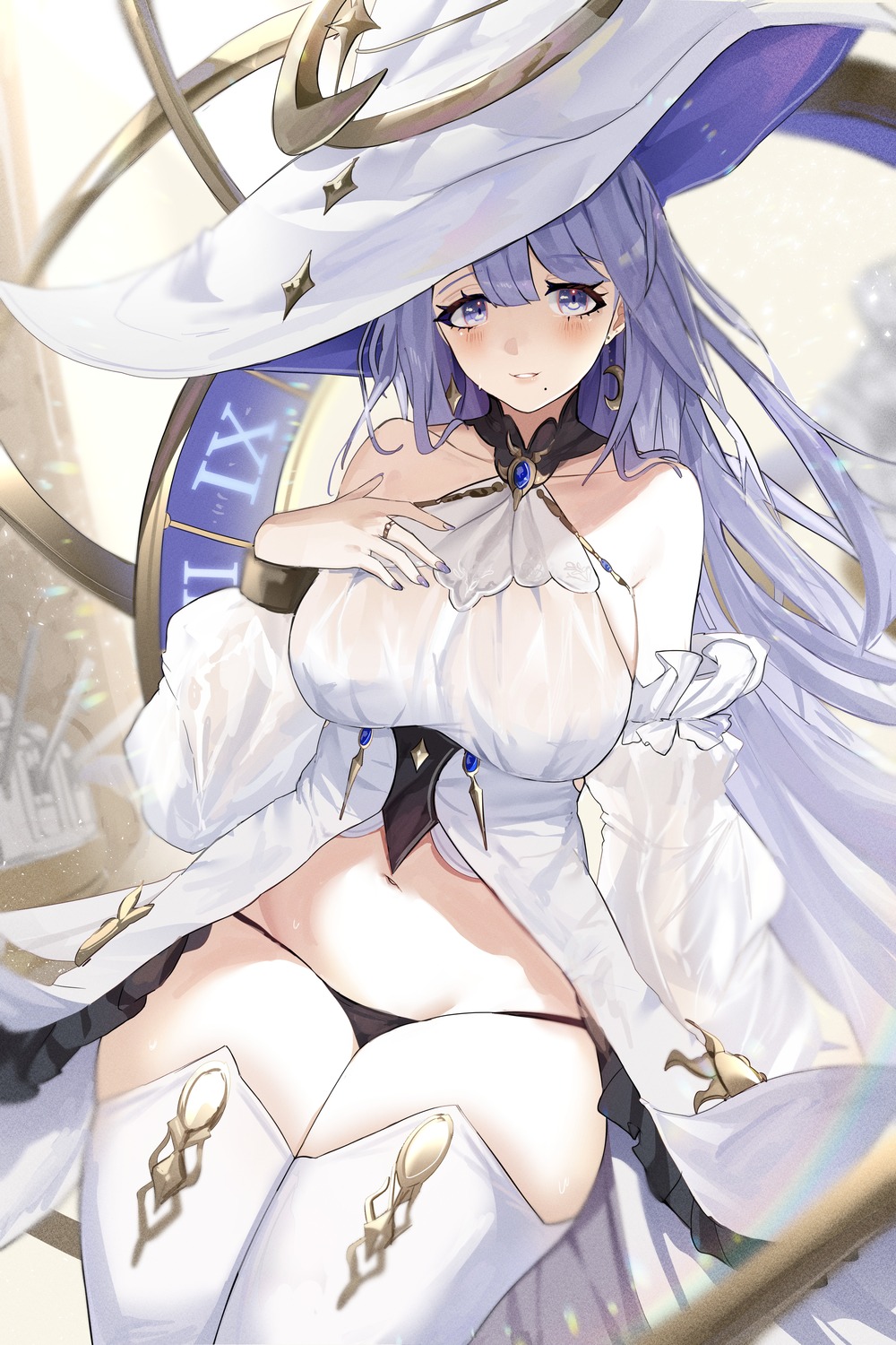 azur_lane guichen_(azur_lane) no_bra pantsu see_through skyfracture thighhighs thong witch