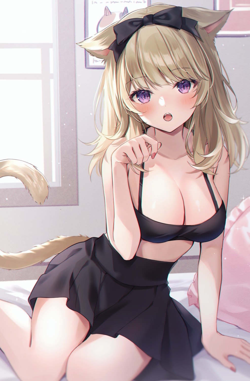 animal_ears nekomimi no_bra su2525 tail