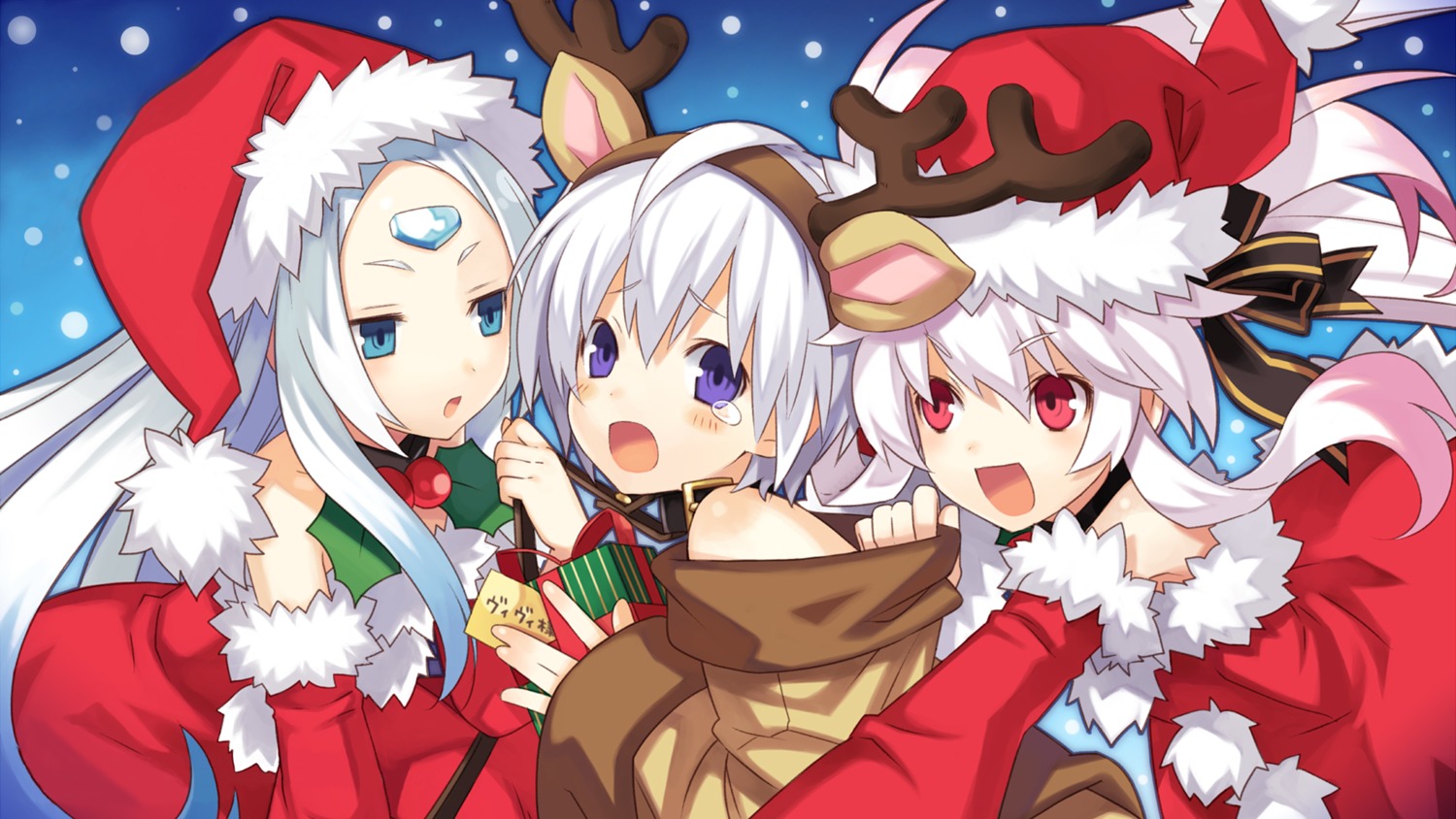 animal_ears christmas cross_edge eruma horns iruma may tsunako wallpaper