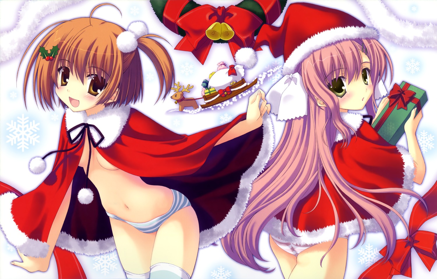 calendar_girl christmas nanao_naru no_bra pantsu shimapan underboob