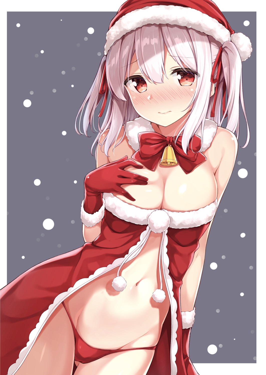 christmas cleavage karutamo no_bra pantsu tissue-chan