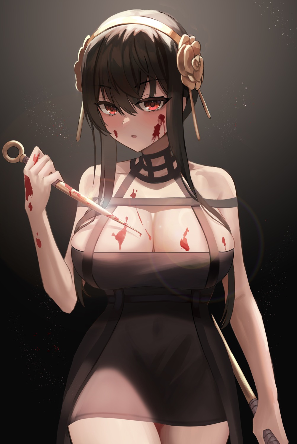 blood dress no_bra onedoo spy_x_family weapon yor_briar