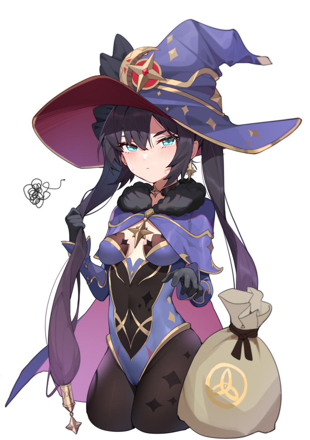 genshin_impact guangsupaomian leotard mona_megistus no_bra pantyhose witch