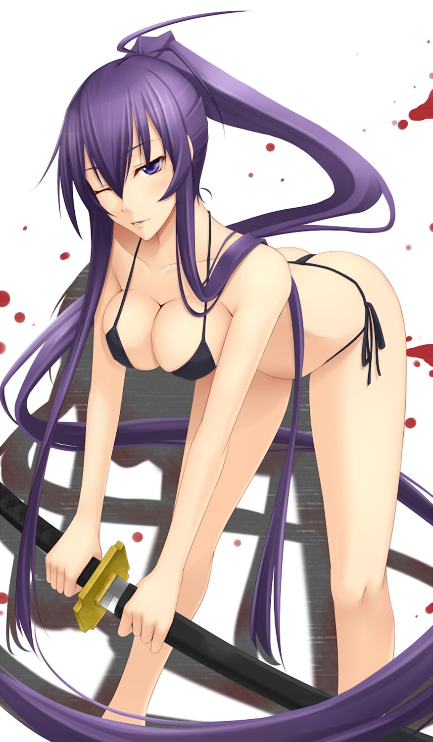 aliasing bikini busujima_saeko cleavage highschool_of_the_dead shuugetsu_karasu swimsuits sword