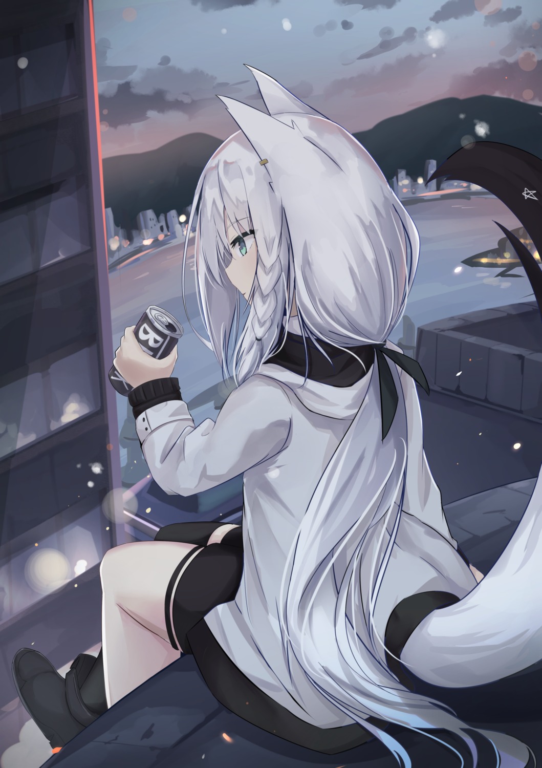 animal_ears hololive hololive_gamers kitsune shirakami_fubuki tail thighhighs touhourh