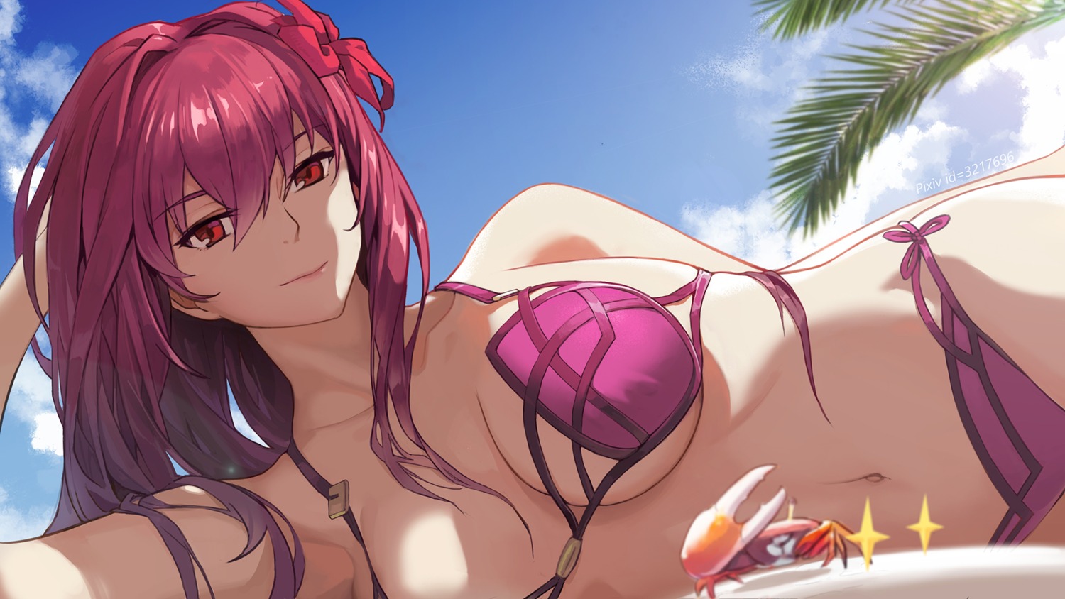 bikini cleavage fate/grand_order linzhong_de_xiongbaobao scathach_(fate/grand_order) swimsuits underboob