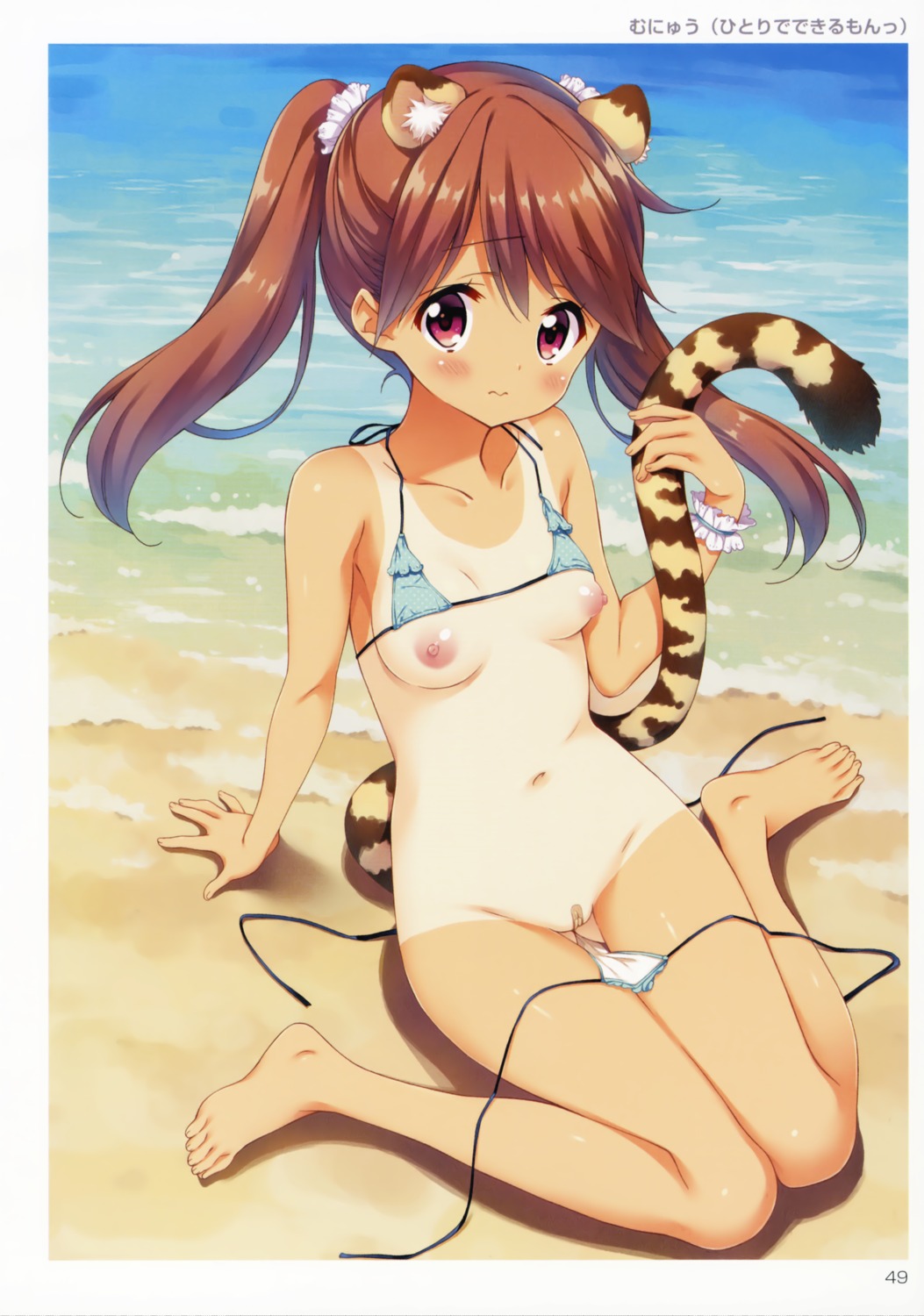 animal_ears bandaid bikini loli maebari munyuu nipples swimsuits tail tan_lines