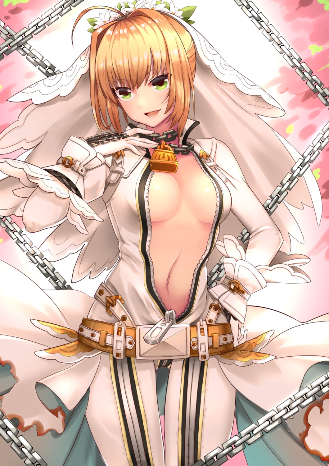 fate/grand_order haowei_wu no_bra open_shirt saber_bride saber_extra