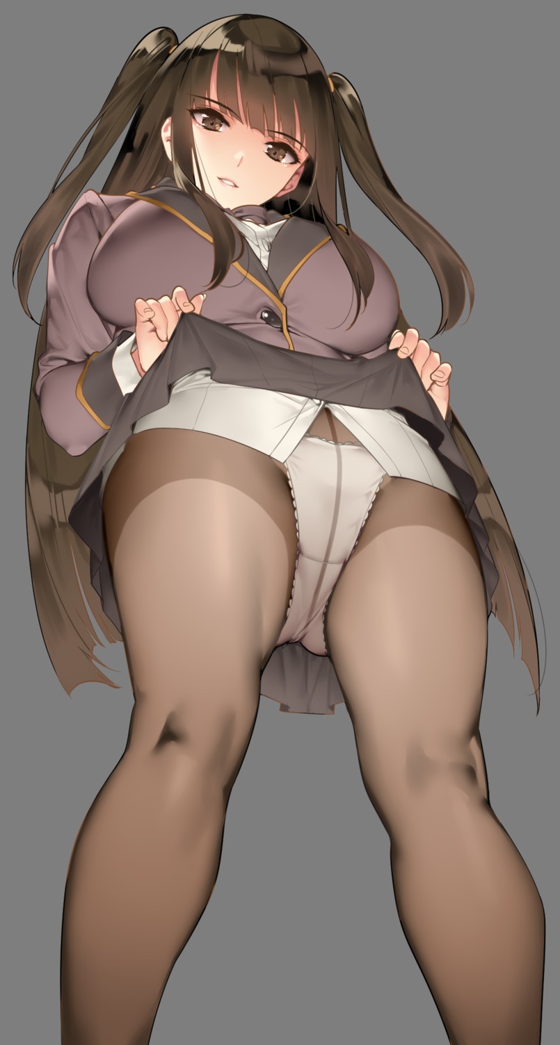 pantsu pantyhose saburou_(hgmg) seifuku skirt_lift transparent_png