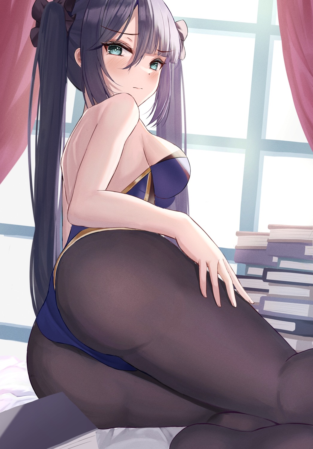 ass genshin_impact i_ruru leotard mona_megistus no_bra pantyhose