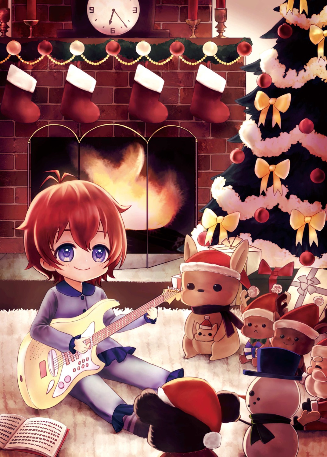 azuma_(azumaru23) christmas guitar julia_(idolm@ster) pajama the_idolm@ster the_idolm@ster_million_live!