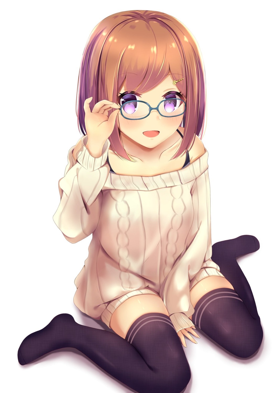 amane_1906 megane sweater thighhighs