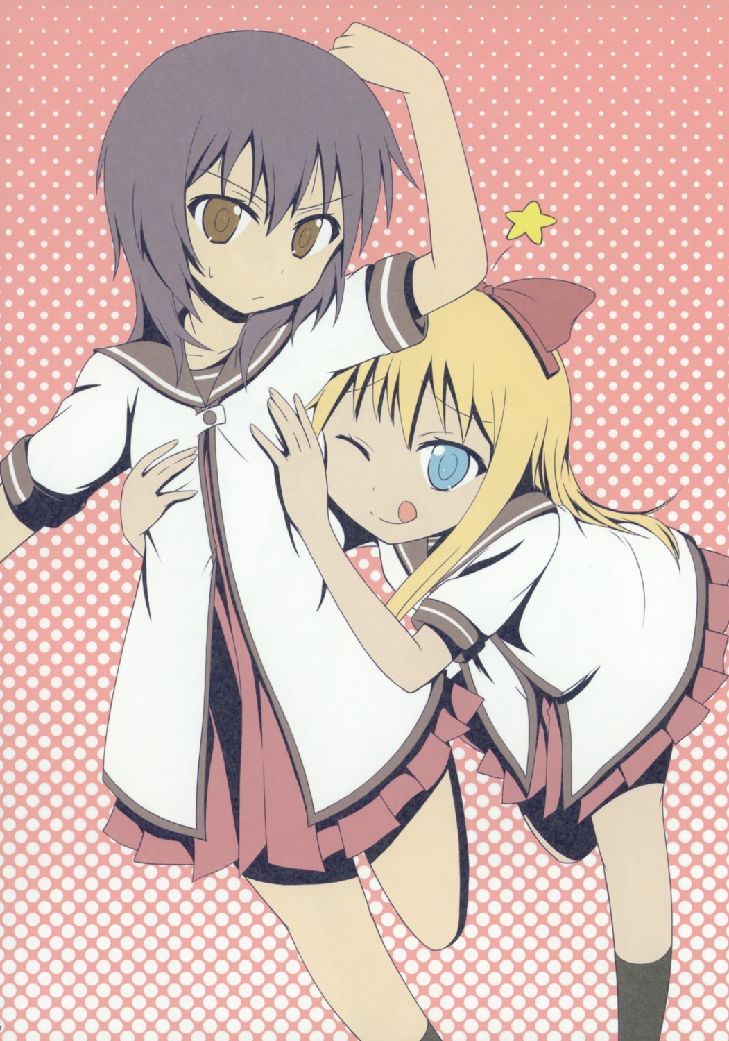 funami_yui katoyuu paper_texture seifuku toshinou_kyouko watagashi yuru_yuri