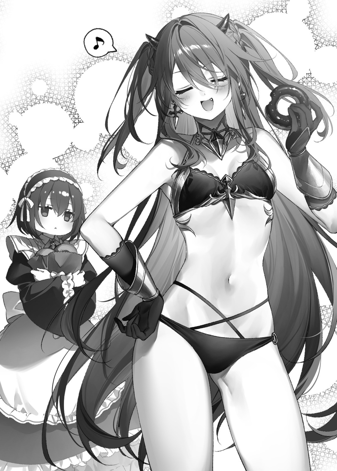 bikini horns maid monochrome seiken_gakuin_no_maken_tsukai shary_shadow_assassin swimsuits toosaka_asagi veira_dragon_lord