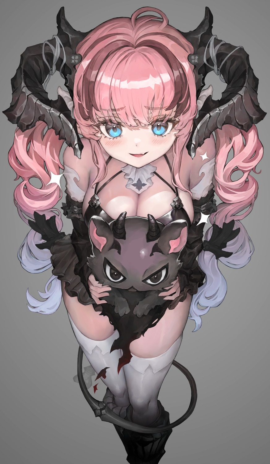 cleavage horns monster thighhighs transparent_png voruvoru