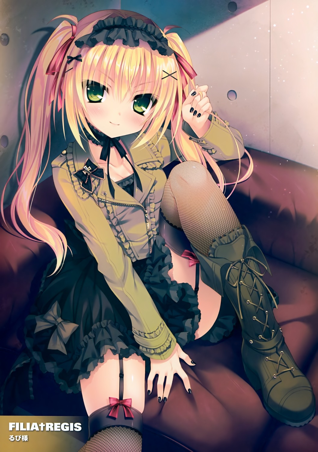 fishnets lolita_fashion rubi-sama skirt_lift stockings thighhighs