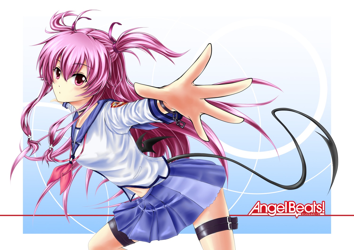 angel_beats! garter nabe_(kakusitai81) seifuku tail wings yoshioka_yui