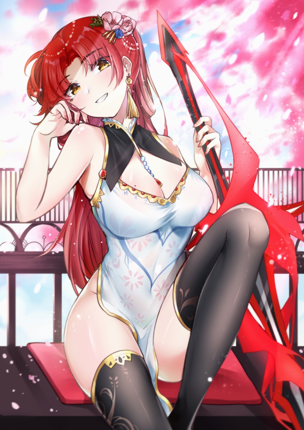 benghuai_xueyuan chinadress gou_lianlian_dogface honkai_impact murata_himeko nopan see_through sword thighhighs