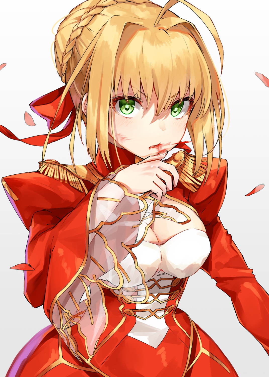 black_cola blood cleavage dress fate/extra fate/grand_order fate/stay_night saber_extra