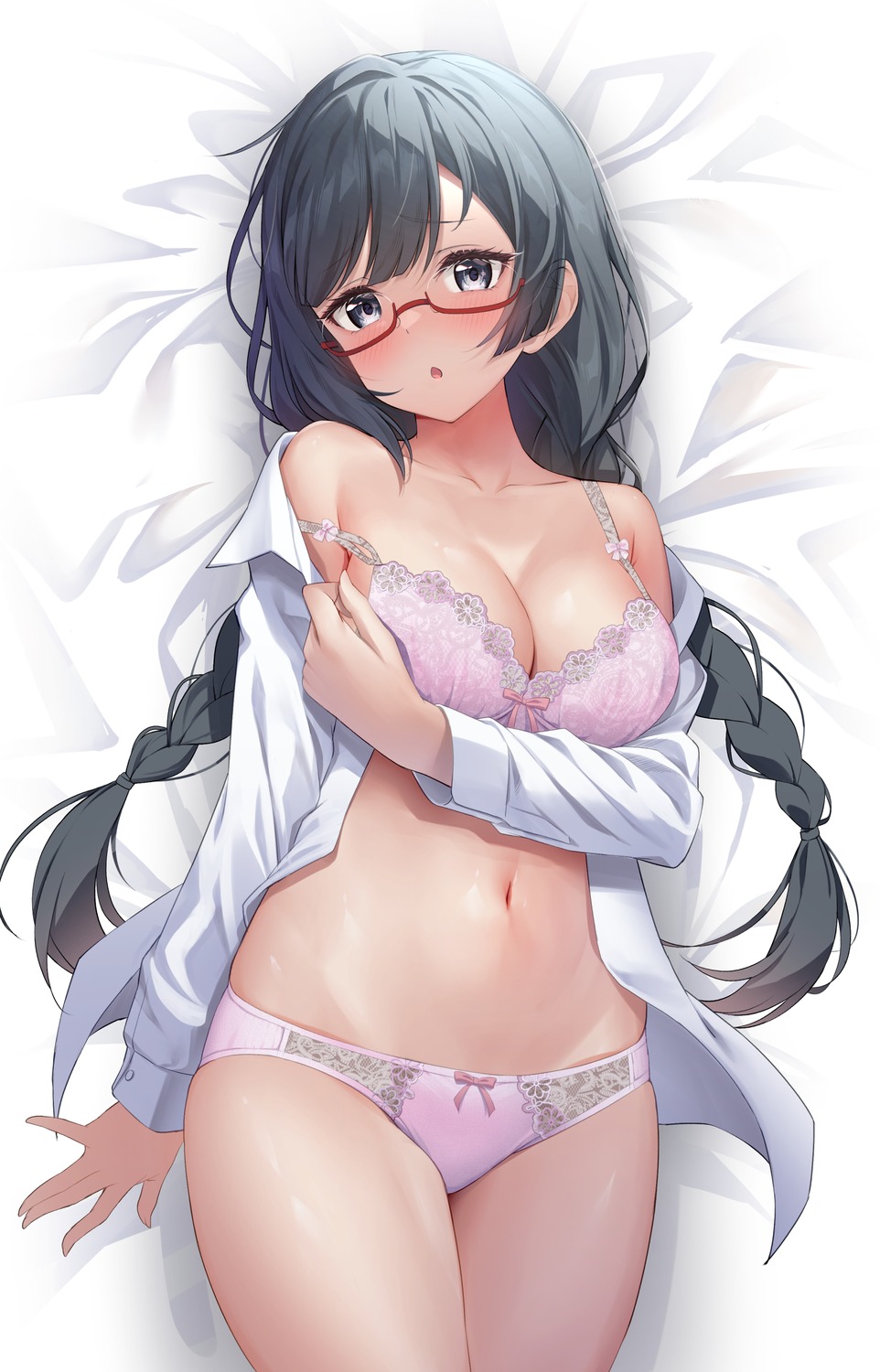 bra dress_shirt love_live!_nijigasaki_high_school_idol_club megane oku_1225 open_shirt pantsu yuuki_setsuna