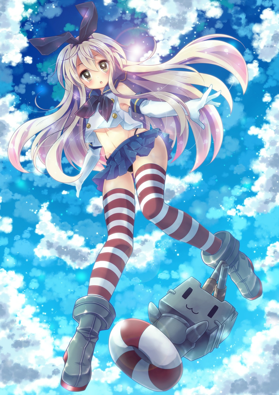 kantai_collection pantsu rensouhou-chan shimakaze_(kancolle) thighhighs thong urara_(smileclover)