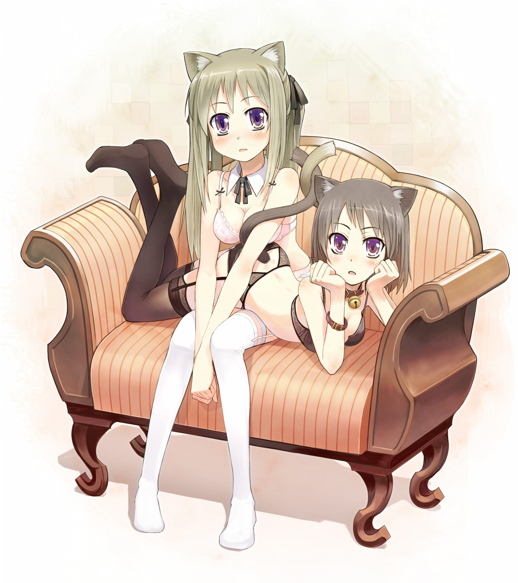 animal_ears bra cleavage garter_belt lingerie nekomimi ordan pantsu stockings tail thighhighs