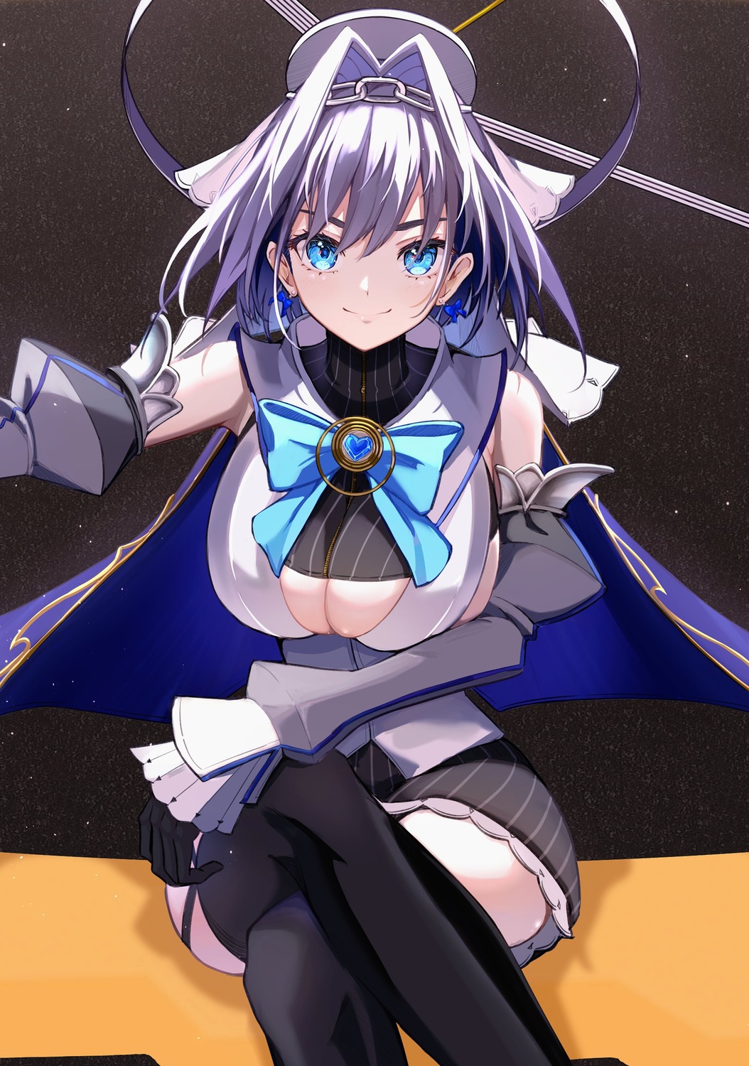 hololive hololive_english no_bra ouro_kronii sora_shitatoge stockings thighhighs