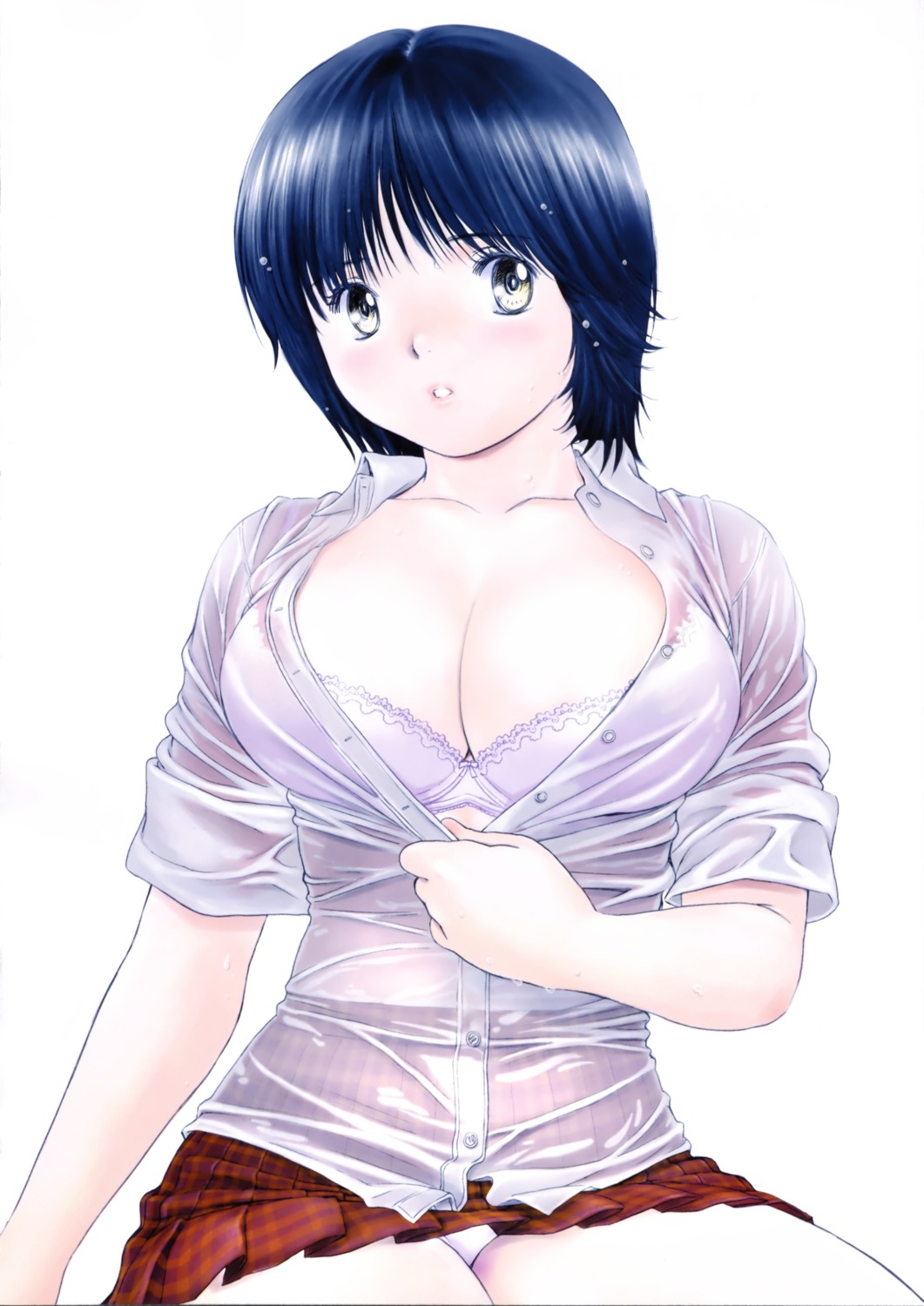 bra cleavage kobayashi_hiyoko okusama_wa_joshi_kosei onohara_asami open_shirt pantsu scanning_resolution see_through wet_clothes