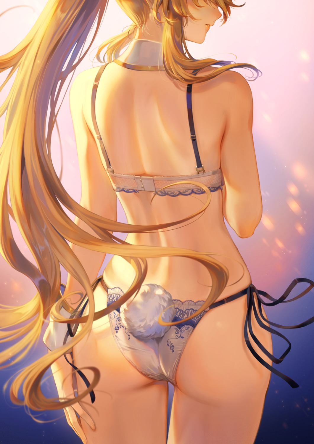 artoria_pendragon_(lancer) ass bra fate/grand_order mashu_(003) pantsu string_panties tail