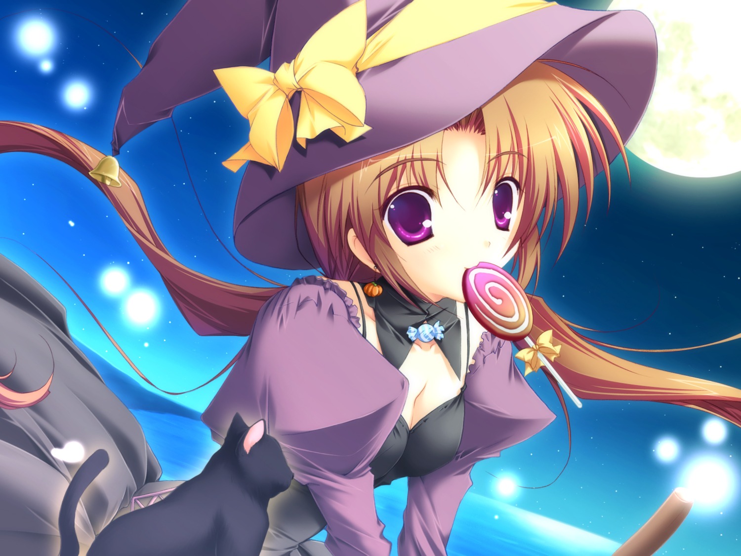 cleavage mikeou pink_chuchu wallpaper witch