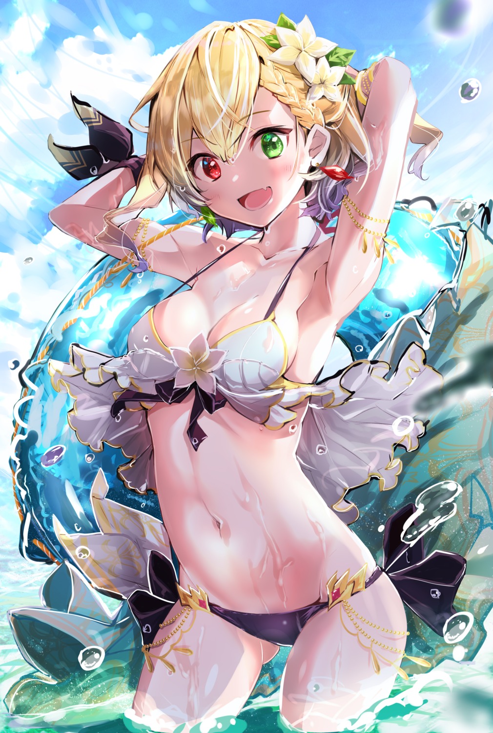 bikini fuku_kitsune heterochromia shironeko_project swimsuits wet