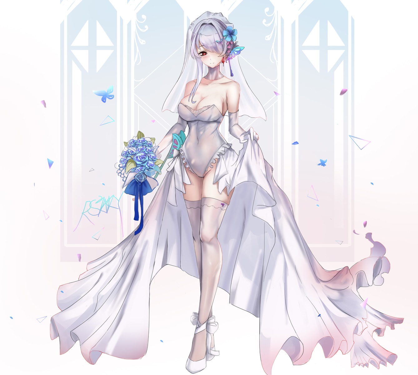 dress no_bra punishing:_gray_raven rs2aky skirt_lift thighhighs wedding_dress