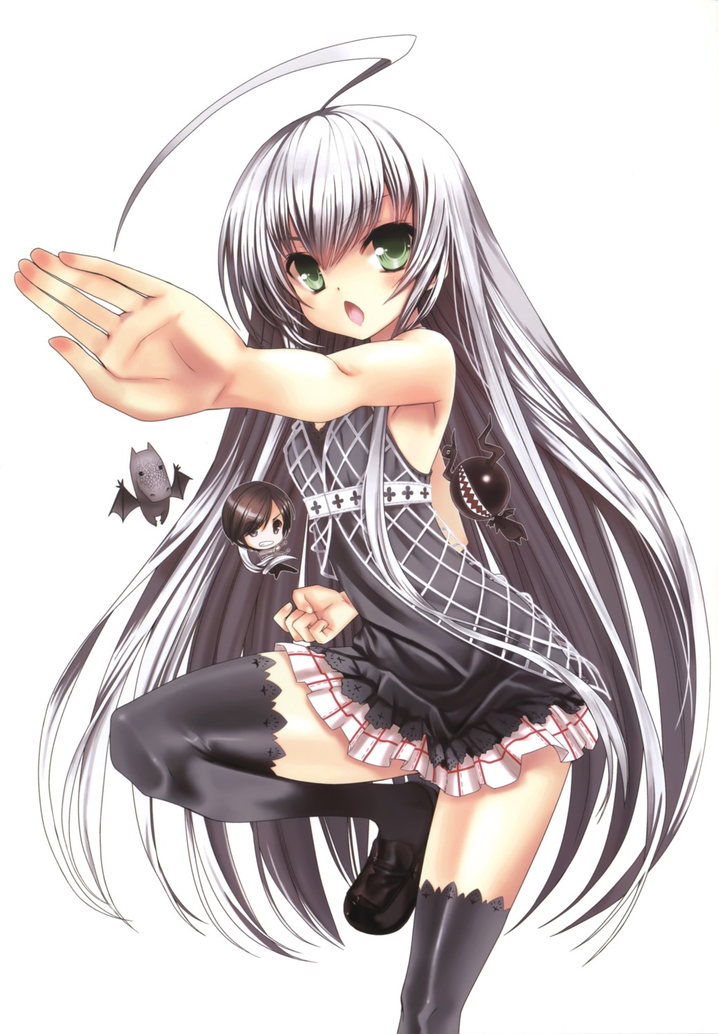 chibi gothic_lolita haiyore!_nyaruko-san koin lolita_fashion monster nyaruko shantak-kun thighhighs yasaka_mahiro