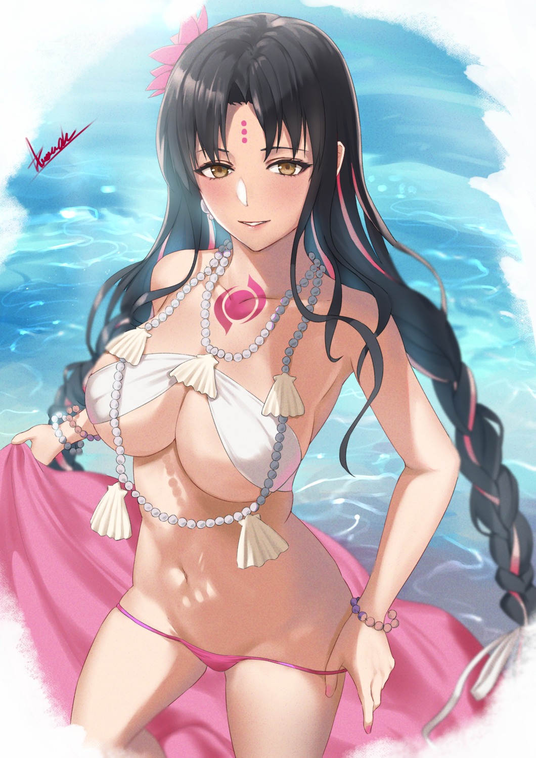 asurada_yui bikini fate/grand_order panty_pull sessyoin_kiara swimsuits tattoo undressing