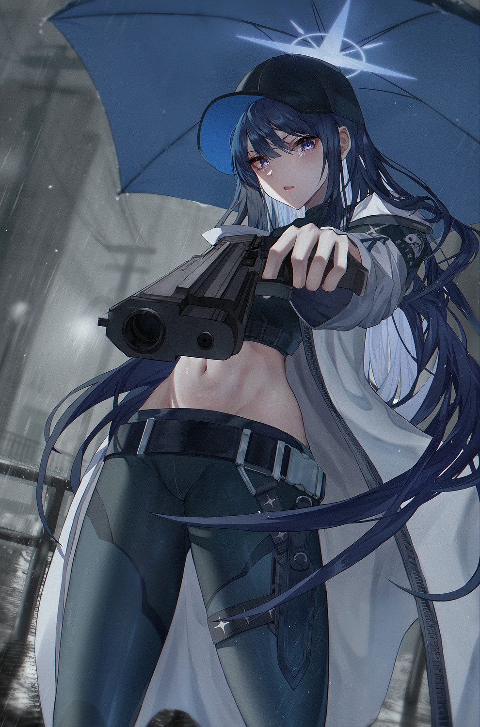 blue_archive garter gun halo josal joumae_saori umbrella weapon