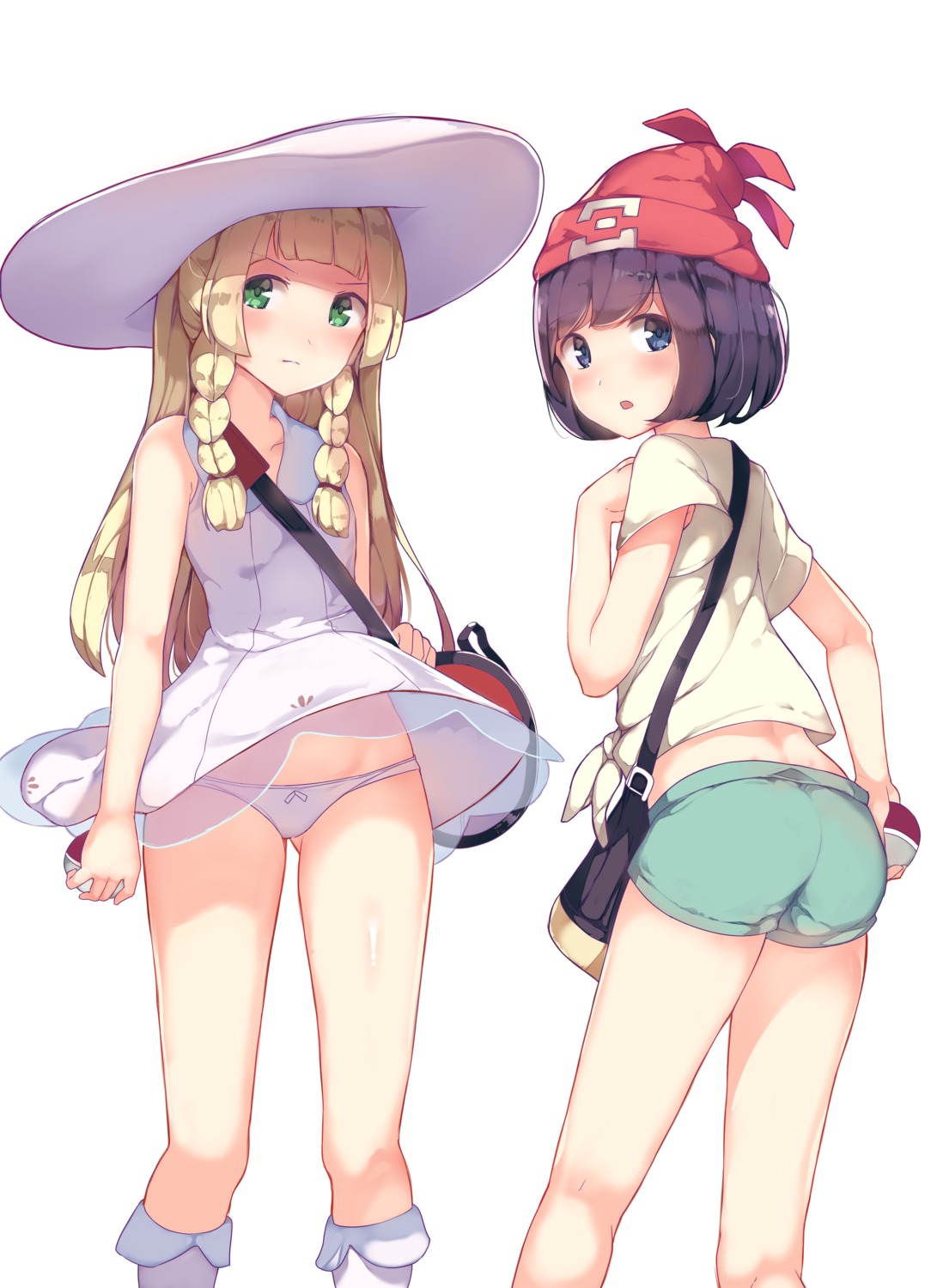 ass dress kimoshi lillie_(pokemon) mizuki_(pokemon) pantsu pokemon pokemon_sm pokemon_usum see_through skirt_lift