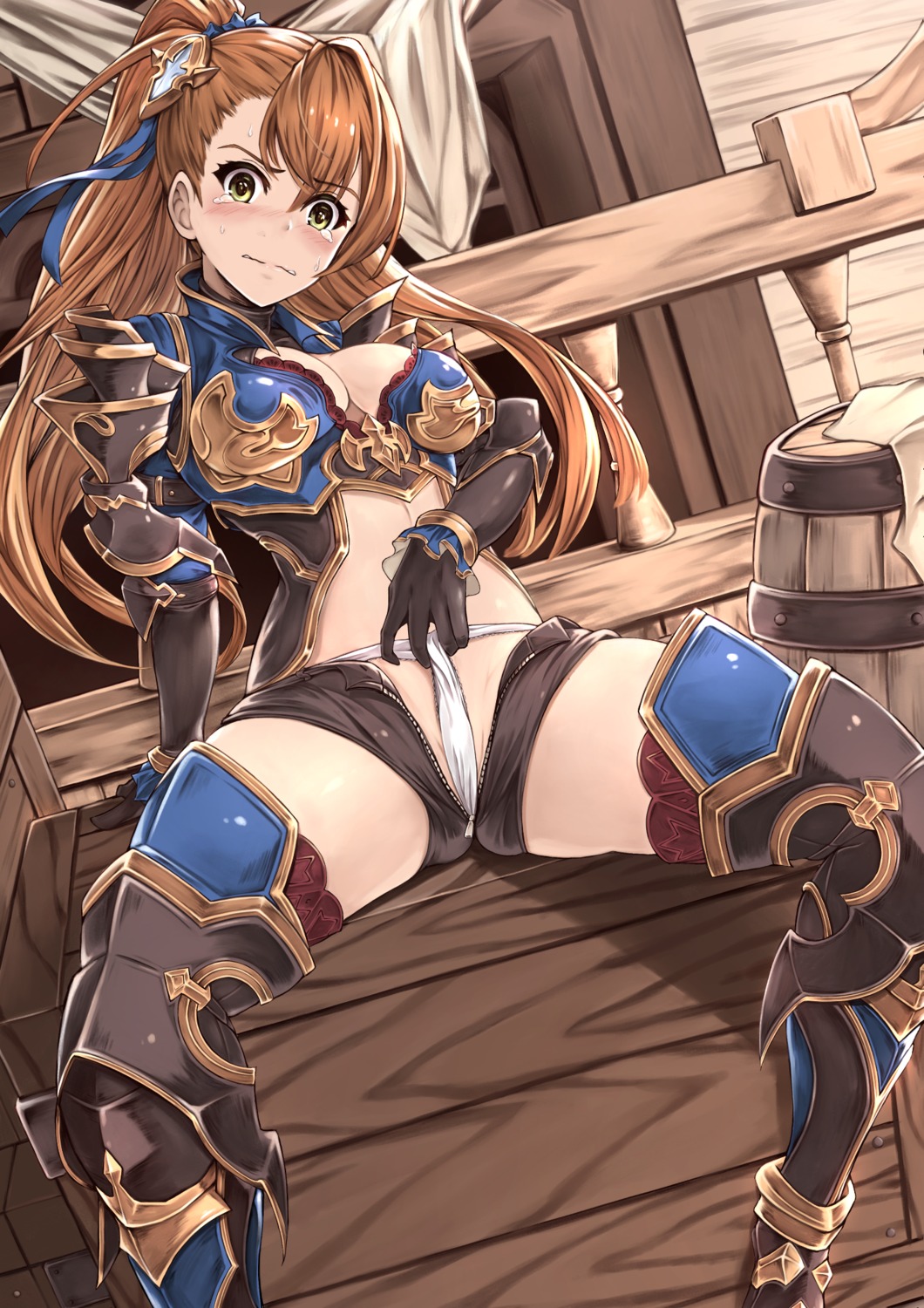 armor beatrix_(granblue_fantasy) cleavage cyoppu granblue_fantasy thighhighs thong