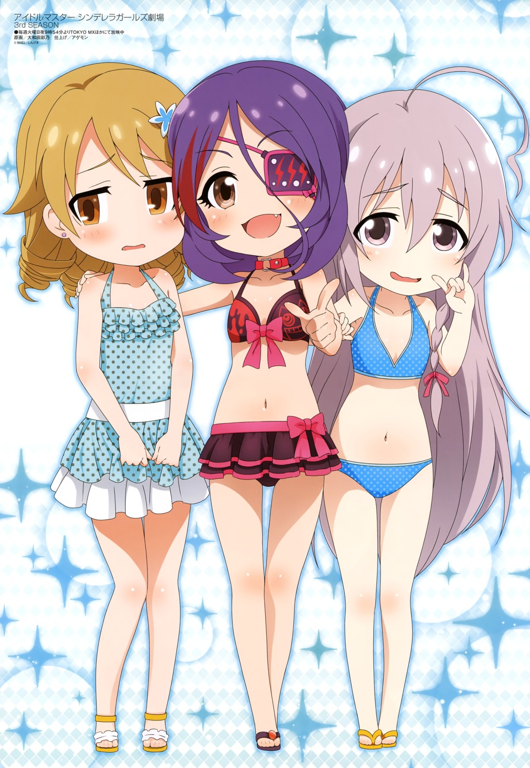 bikini cleavage eyepatch hayasaka_mirei hoshi_shouko morikubo_nono oowada_ayano swimsuits the_idolm@ster the_idolm@ster_cinderella_girls