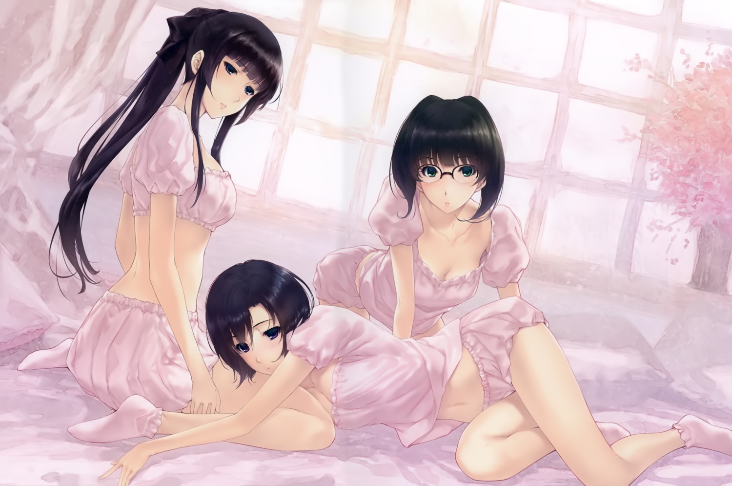 cleavage feet kara_no_shoujo_2 kayahara_yukiko megane pajama sugina_miki tokisaka_yukari torii_kohane