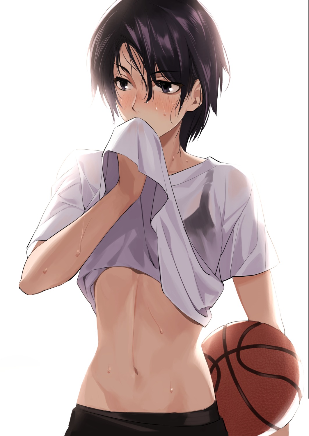 basketball bra komeo15 see_through shirt_lift wet wet_clothes