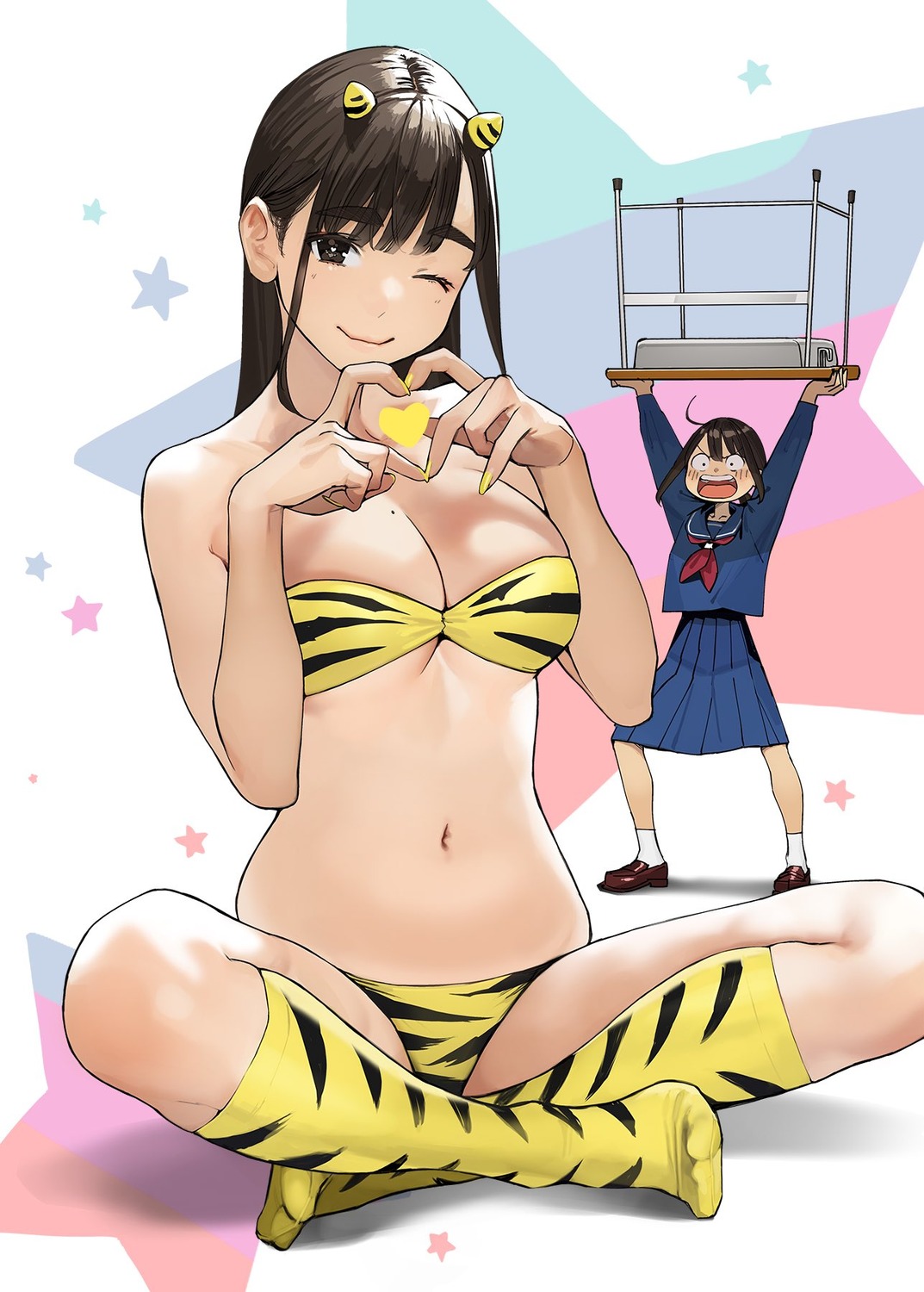 bikini cosplay douki-chan ganbare_douki-chan horns kouhai-chan_(ganbare_douki-chan) lum seifuku swimsuits urusei_yatsura yom