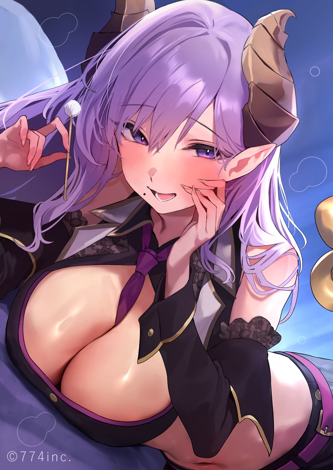 honey_strap horns nanashi_inc. pointy_ears saionji_mary yuyu_(yuyuworks)