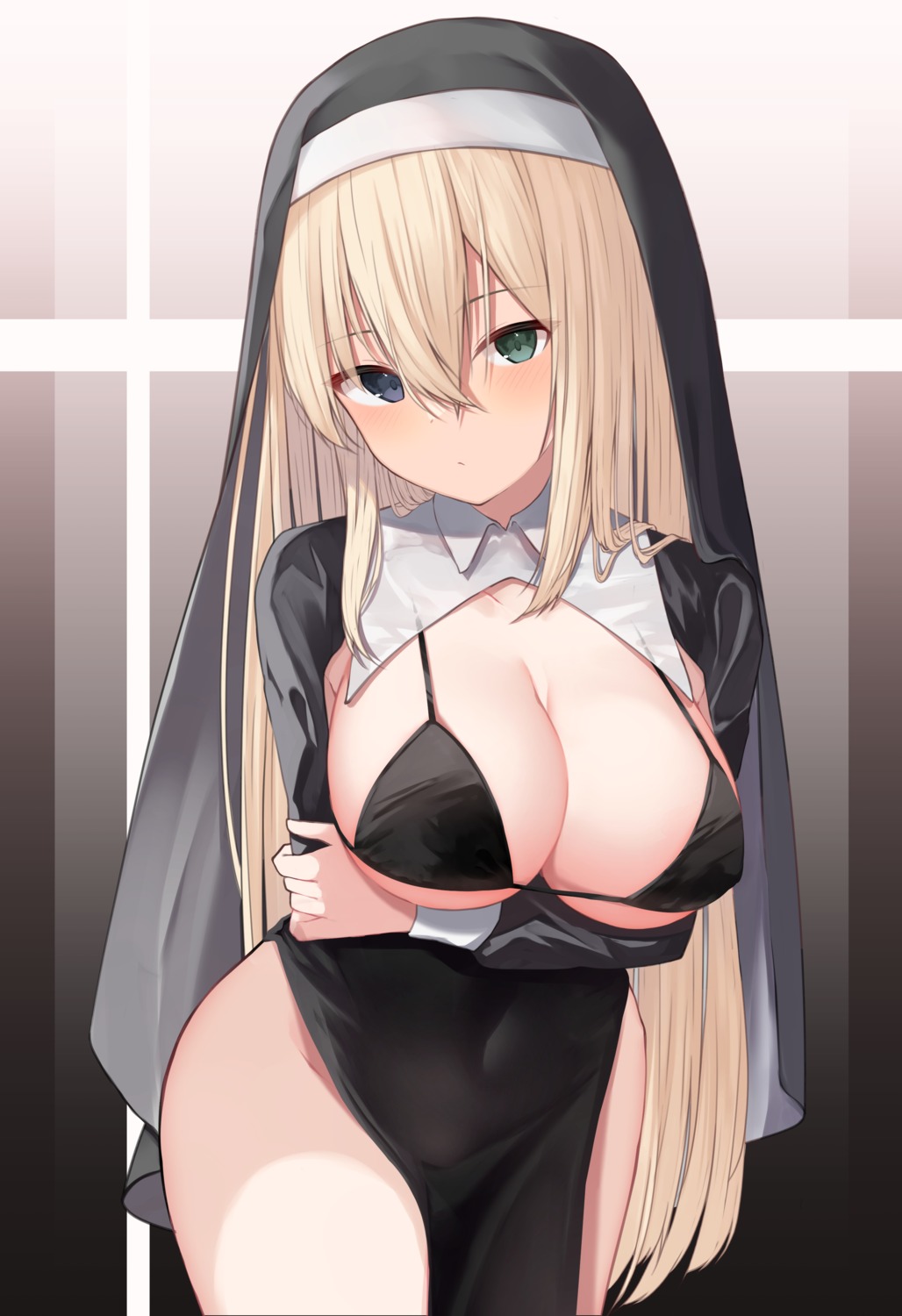 bra erect_nipples heterochromia memekko nopan nun see_through