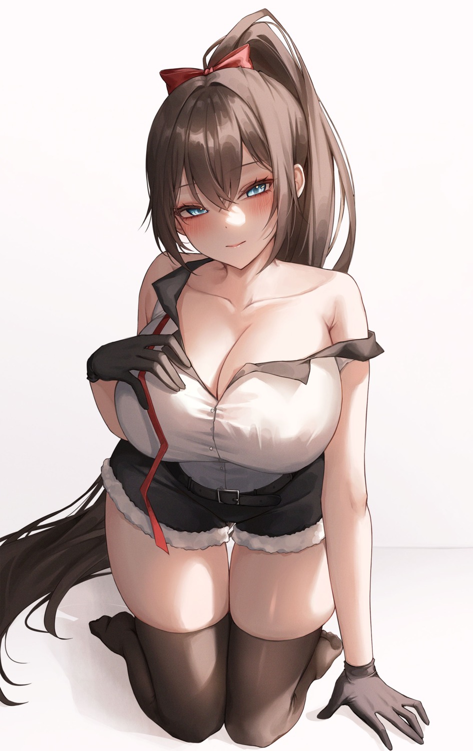 ame_816 no_bra open_shirt thighhighs