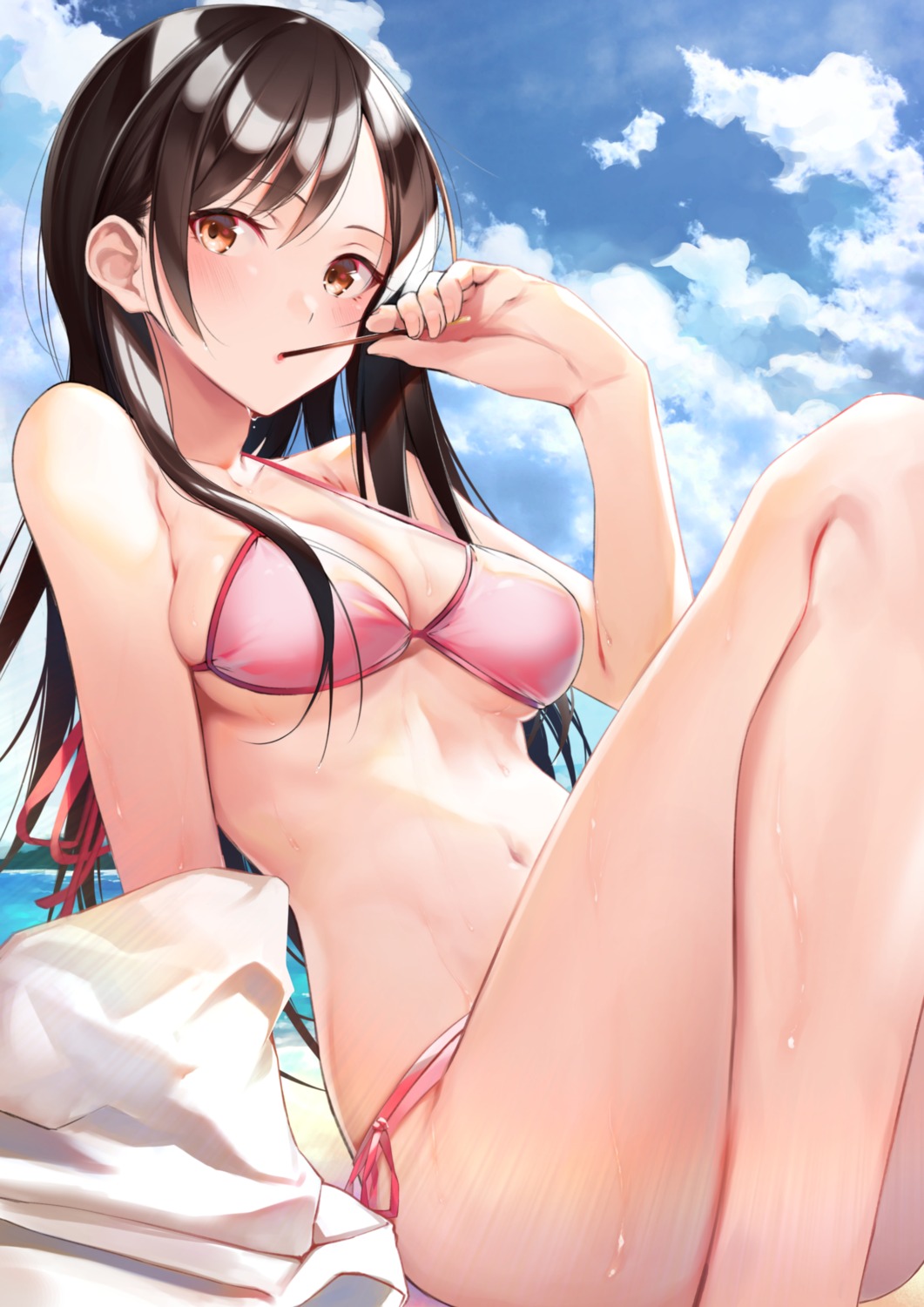 bikini cleavage hachiroku_(hatirokusann86) ichinose_chizuru kanojo_okarishimasu swimsuits underboob wet