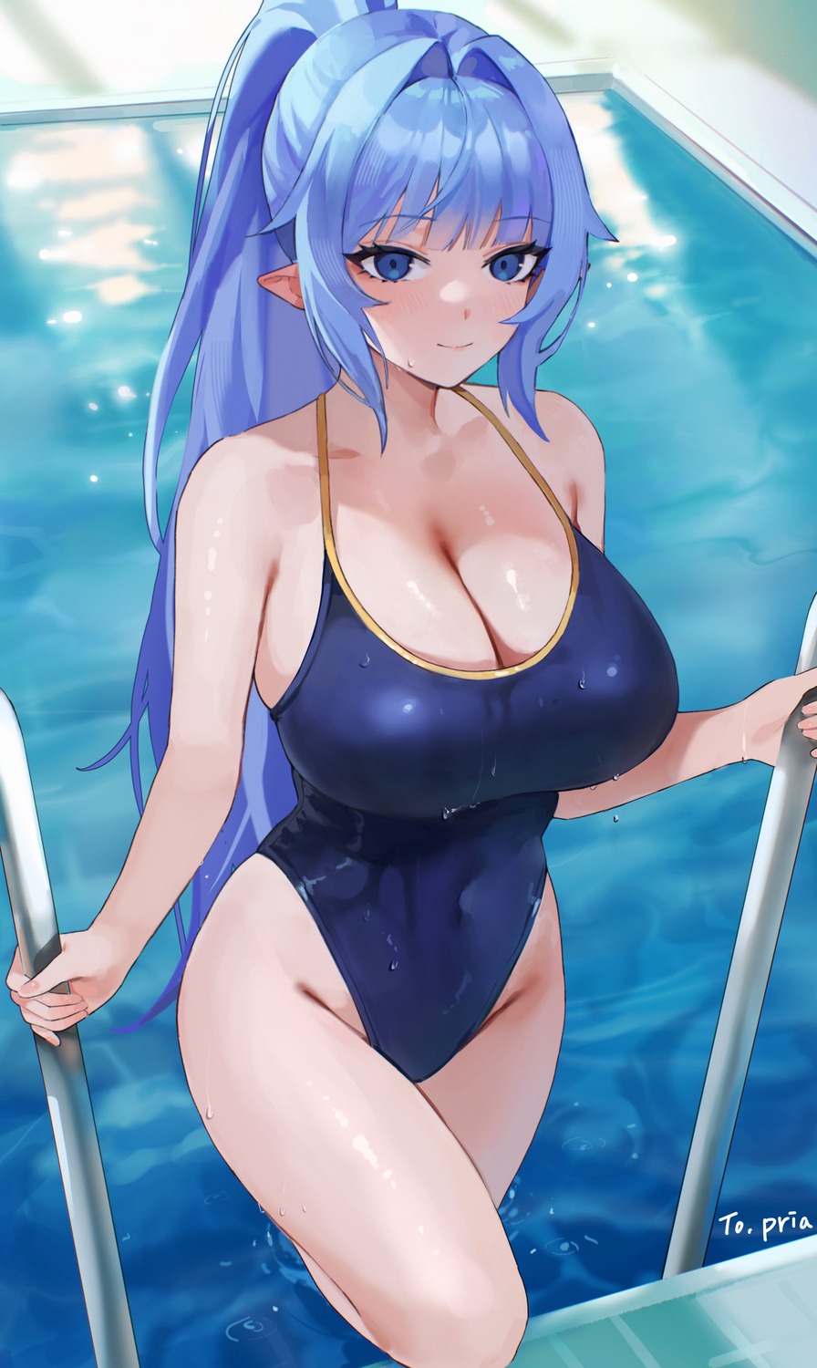character_pria gompang_11 pointy_ears swimsuits wet