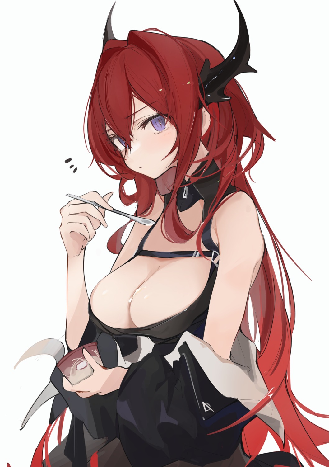 arknights cream horns mikojin no_bra surtr_(arknights)